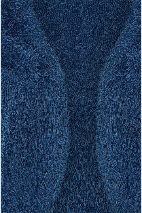 Navy Eyelash Knit Bolero Jacket