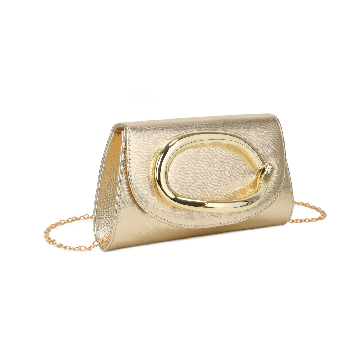 Trapezoid Shape Pu Clutch Bag with Metal Hardware In Four Colours