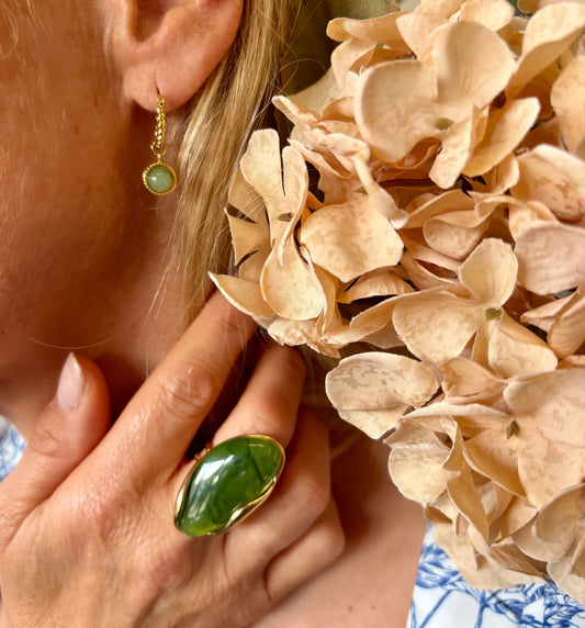 18ct Gold Plated Resin Statement Ring Green