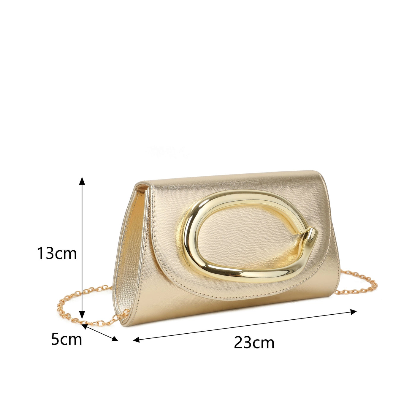 Trapezoid Shape Pu Clutch Bag with Metal Hardware In Four Colours