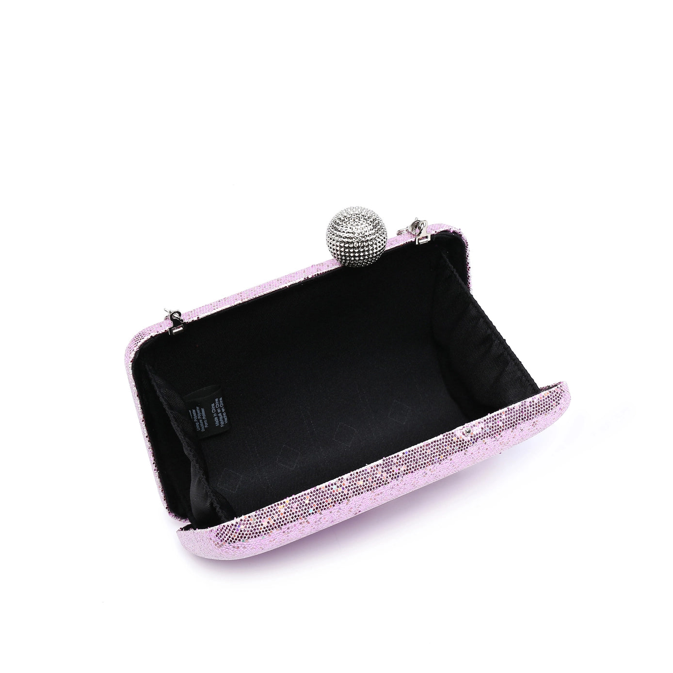 Metal Ball Clasp Glitter Clutch Bag Pink