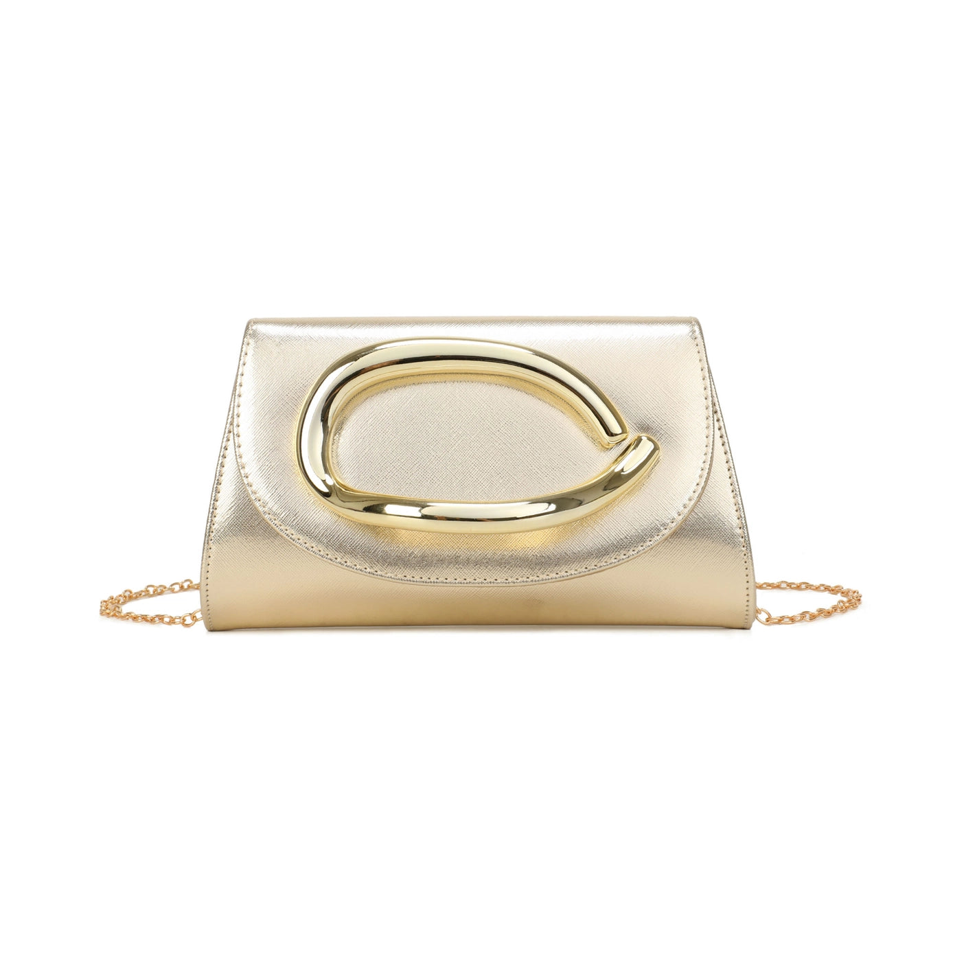 Trapezoid Shape Pu Clutch Bag with Metal Hardware In Four Colours