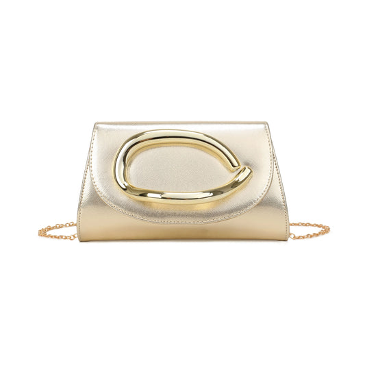 Trapezoid Shape Pu Clutch Bag with Metal Hardware In Four Colours
