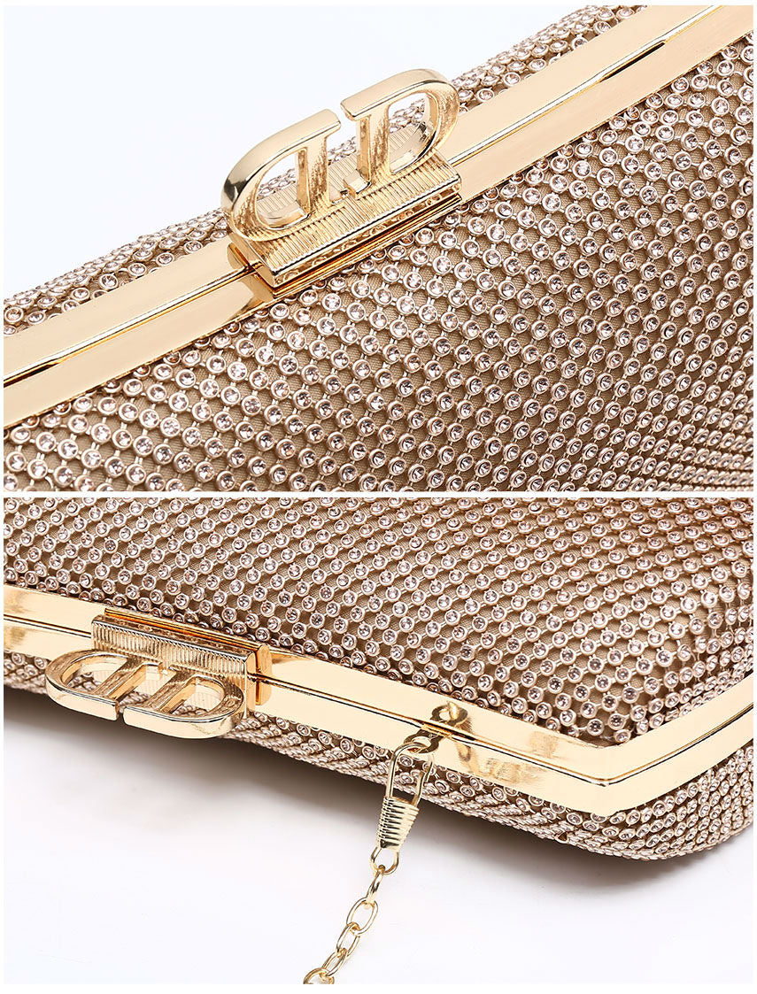 Double Side Diamante Bag With Double D Clasp