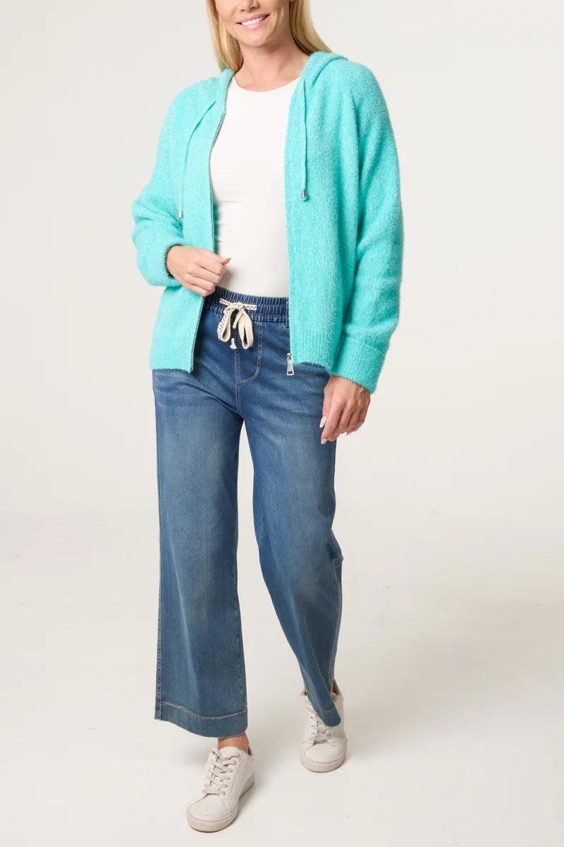 Zip Up Cosy Hoodie Aqua green