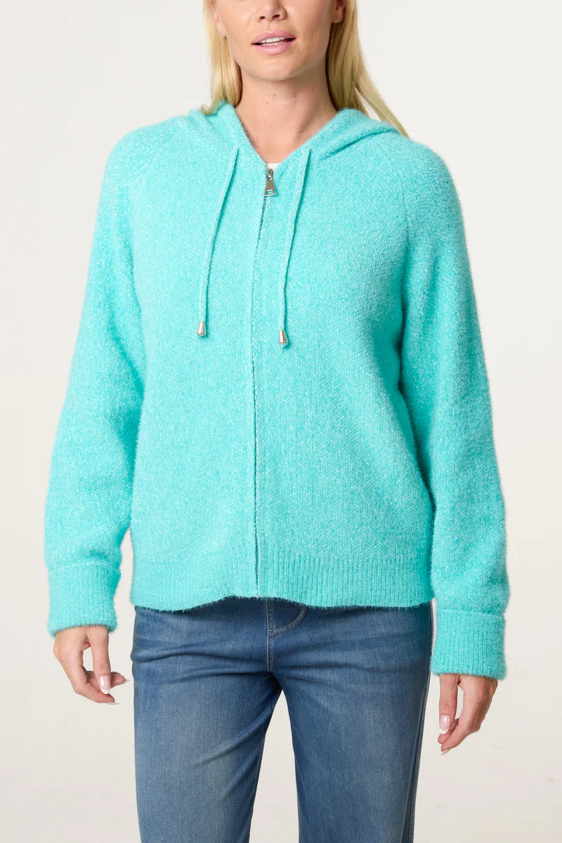 Zip Up Cosy Hoodie Aqua green