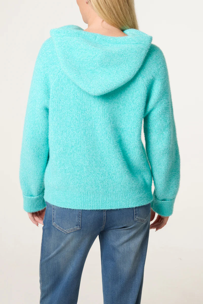 Zip Up Cosy Hoodie Aqua green
