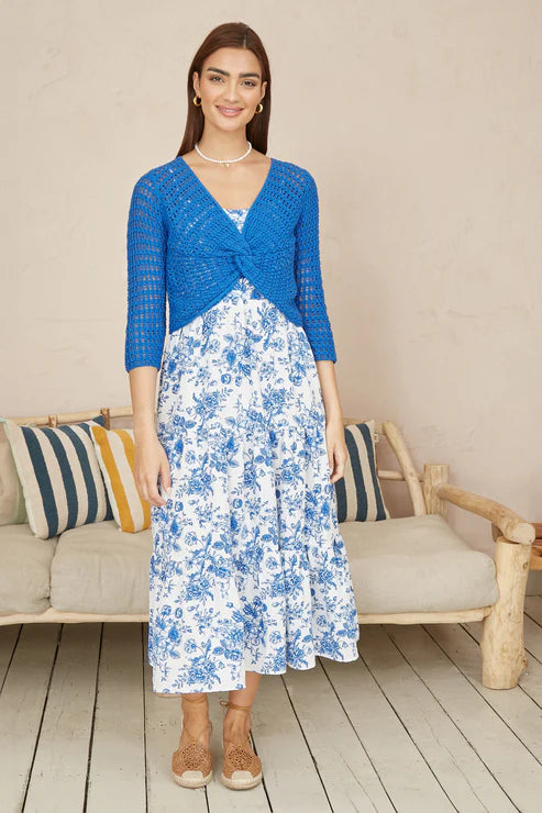 Blue Cotton Crochet Knitted Top