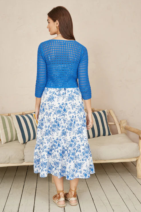 Blue Cotton Crochet Knitted Top