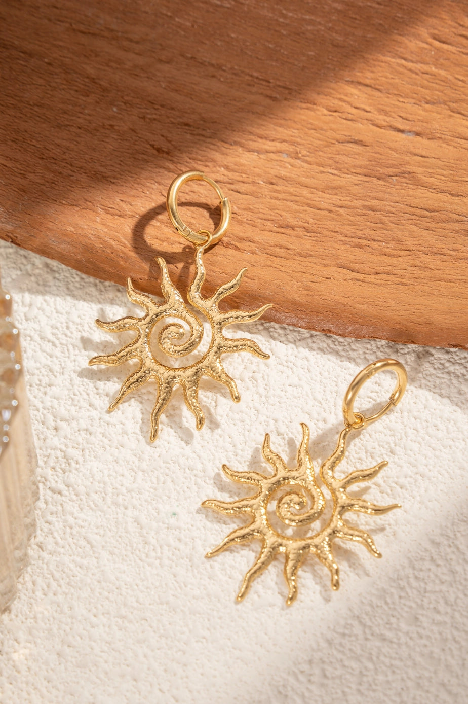 Golden Sun Hoop Earrings Stainless Steel
