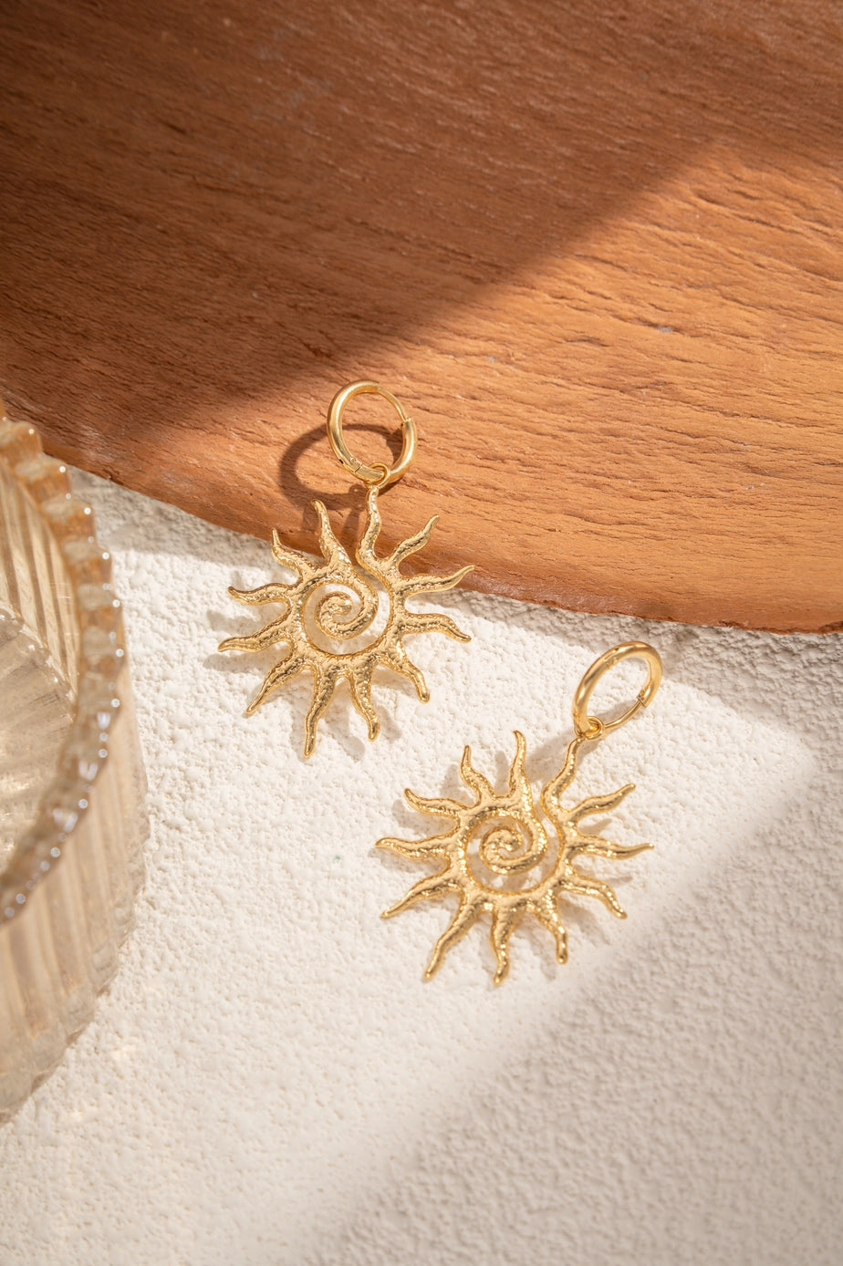 Golden Sun Hoop Earrings Stainless Steel