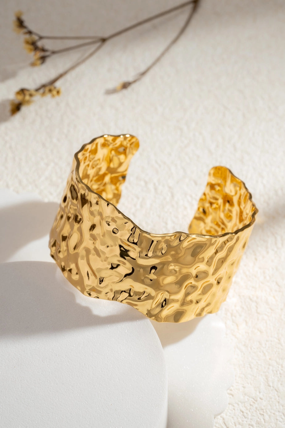 Openwork Bracelet in Stainless Steel with Organic Branch, Shine