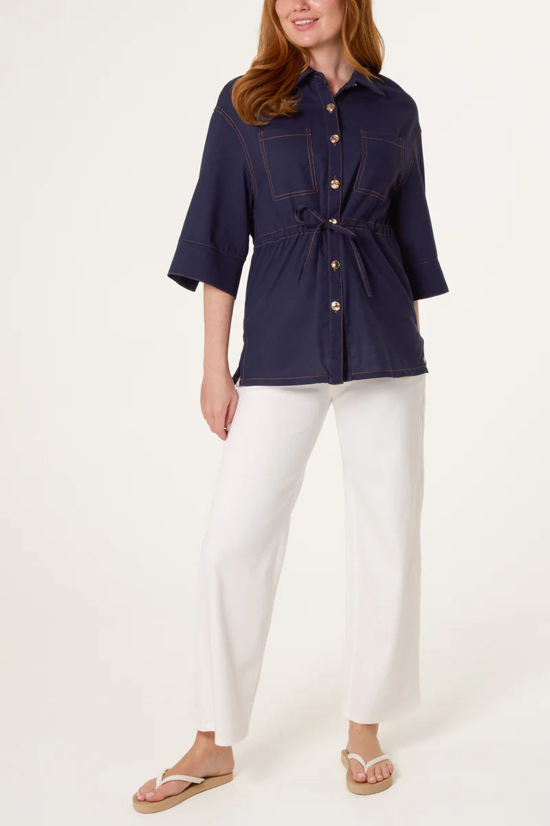 Denim Look Contrast Stitch Shirt