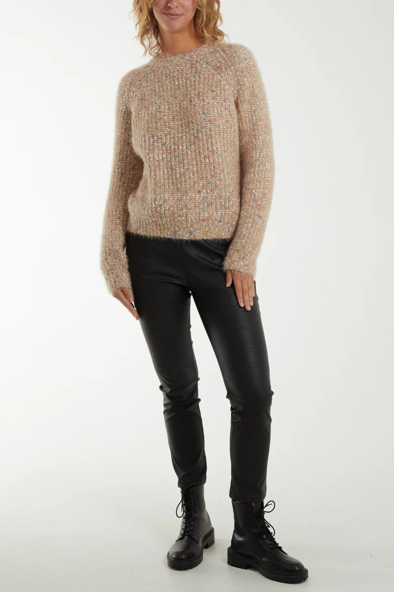 Space Dye Soft Knit Jumper Beige Multi