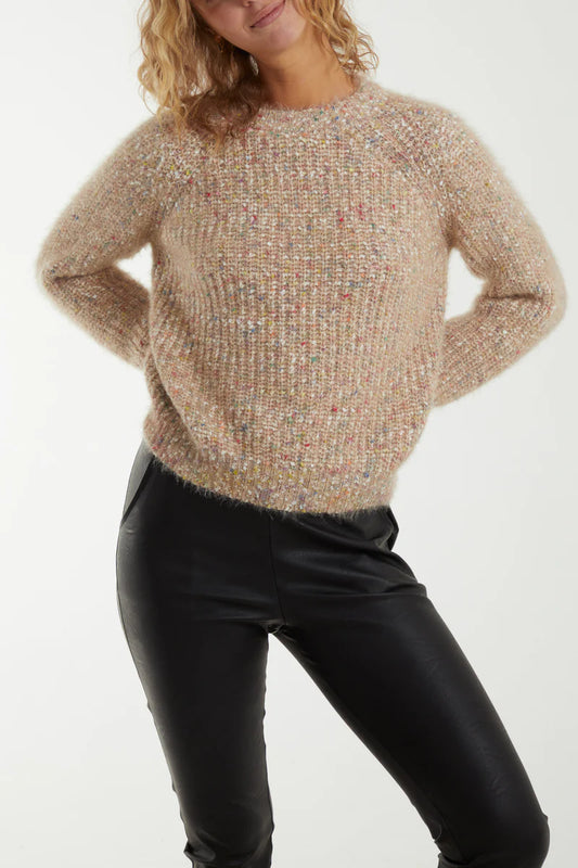 Space Dye Soft Knit Jumper Beige Multi