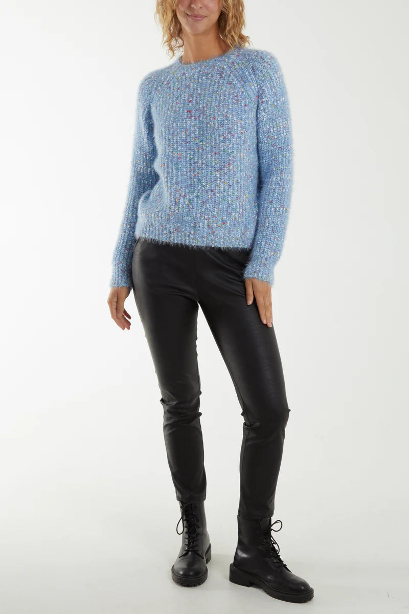 Blue Space Dye Soft Knit Jumper
