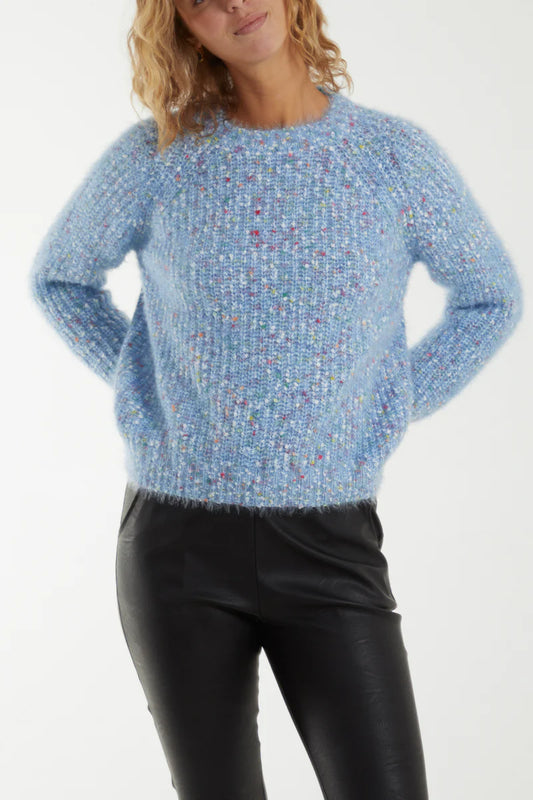 Blue Space Dye Soft Knit Jumper