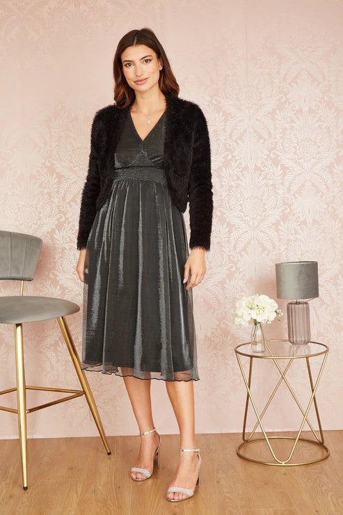 Black Eyelash Knit Bolero Jacket