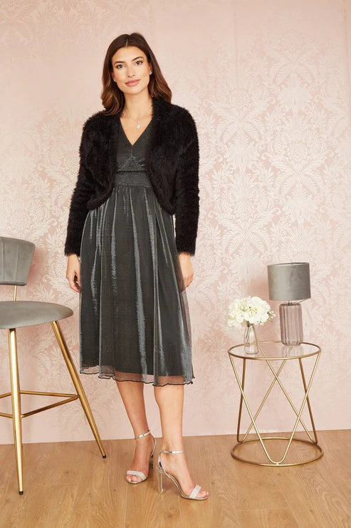 Black Eyelash Knit Bolero Jacket