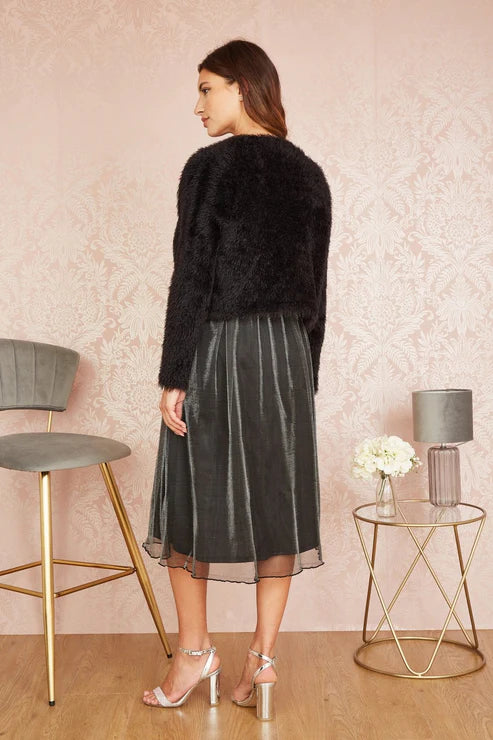 Black Eyelash Knit Bolero Jacket