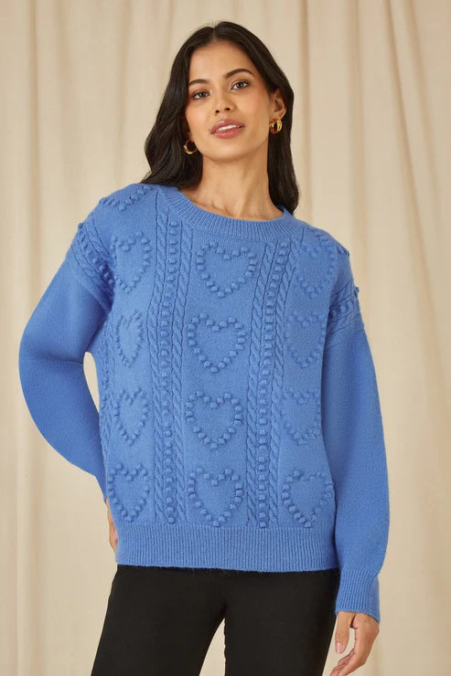 Blue Heart Knit Relaxed Jumper