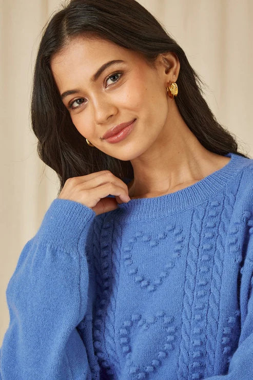 Blue Heart Knit Relaxed Jumper